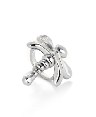 Sterling Silver-Plated Metal Alloy Dragonfly Ring