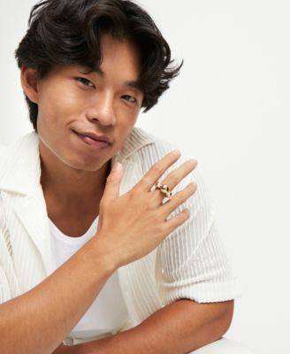 18K Gold-Plated Ring with Three Central Balls