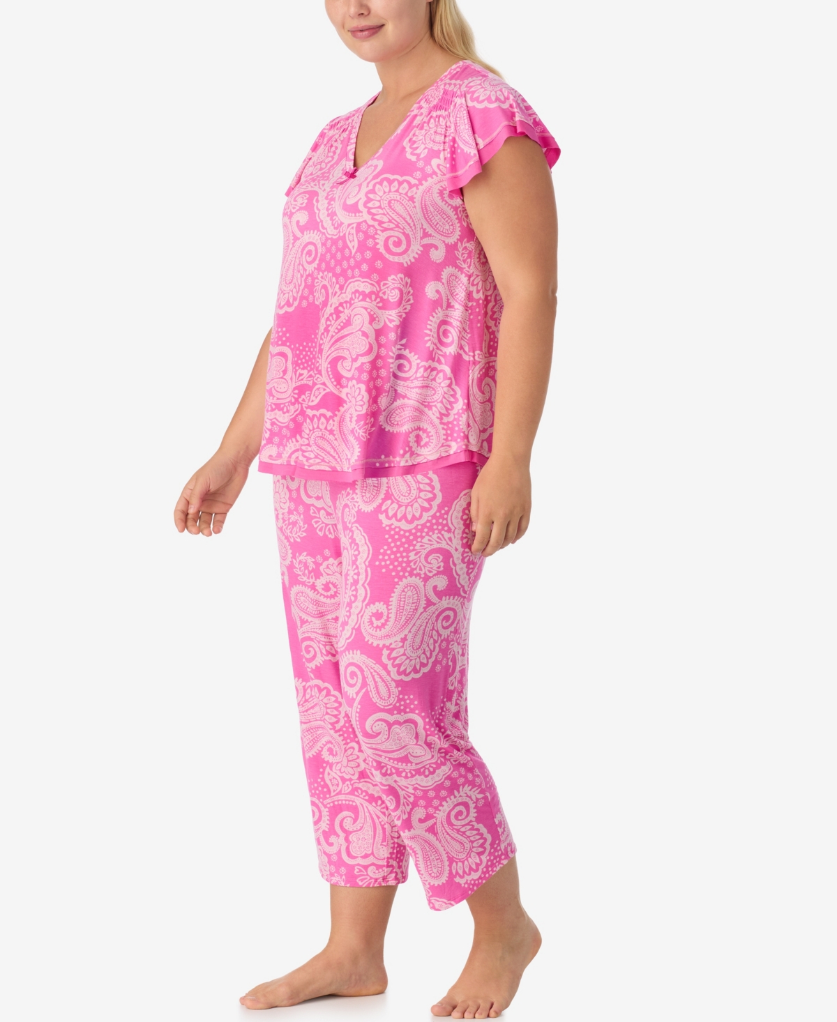 Ellen Tracy Plus Short-Sleeve Jersey Top & Cropped Pants, 2-Piece