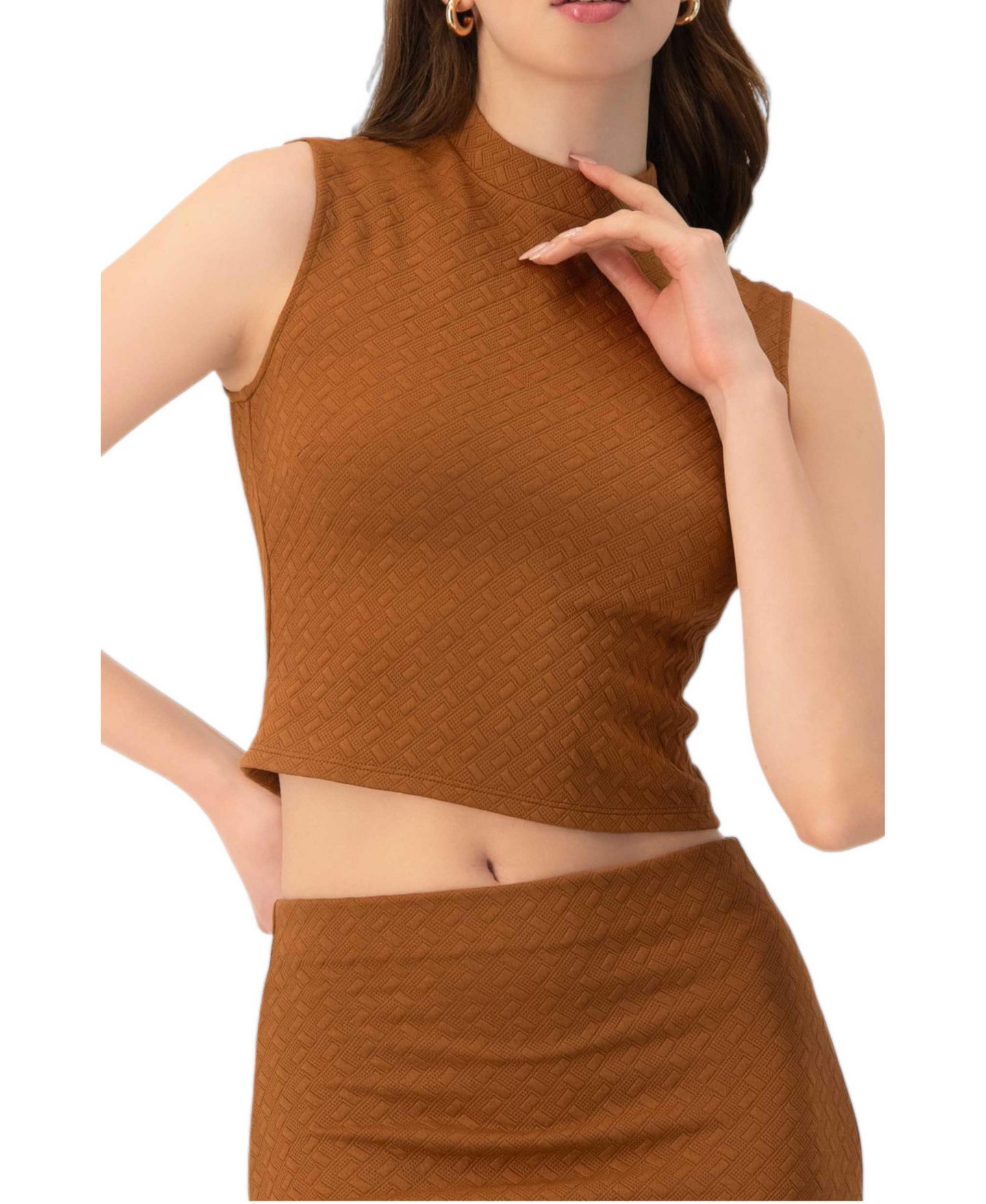 Женский топ Ivonne Knit Sleeveless Crop, цвет: Коричневый — фото 1