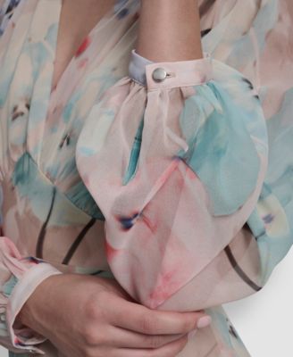 Women's V-Neck Fit and Flare Long Dress