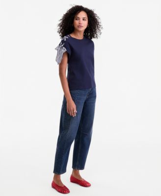 Women's Lace-Up Shoulder Muscle T-Shirt