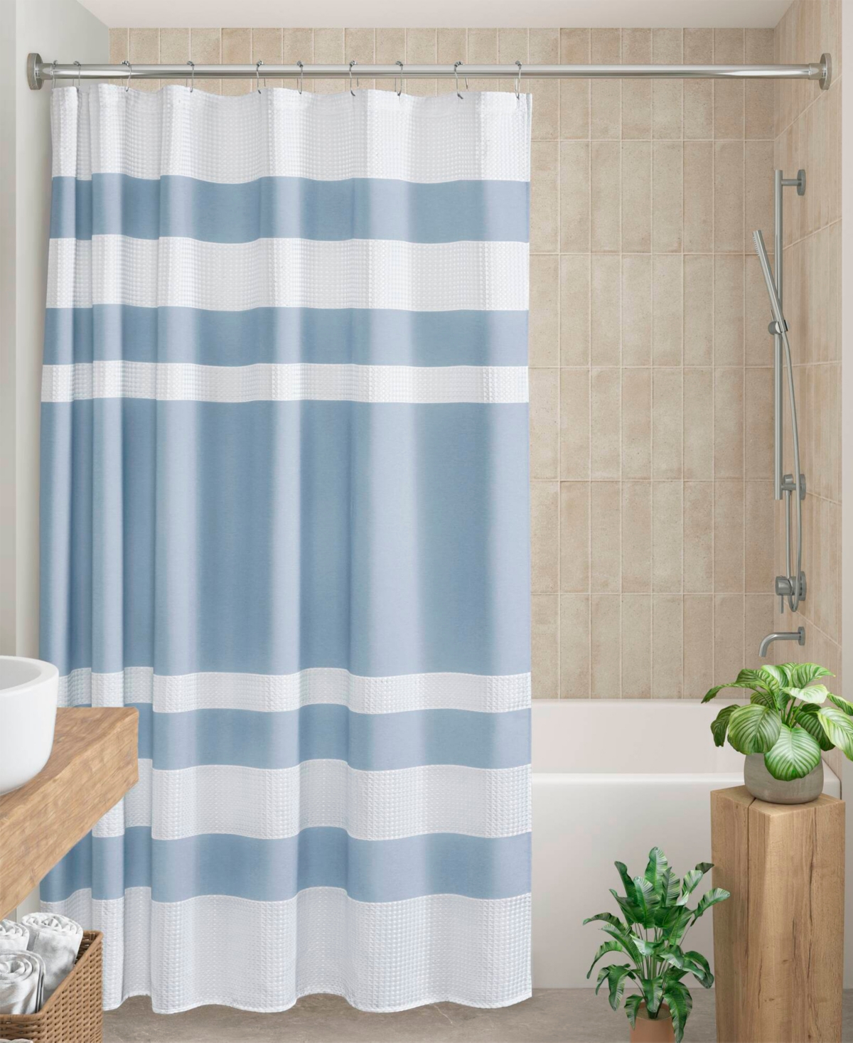 Madison Park Spa Waffle 3M-Scotchgard Shower Curtain
