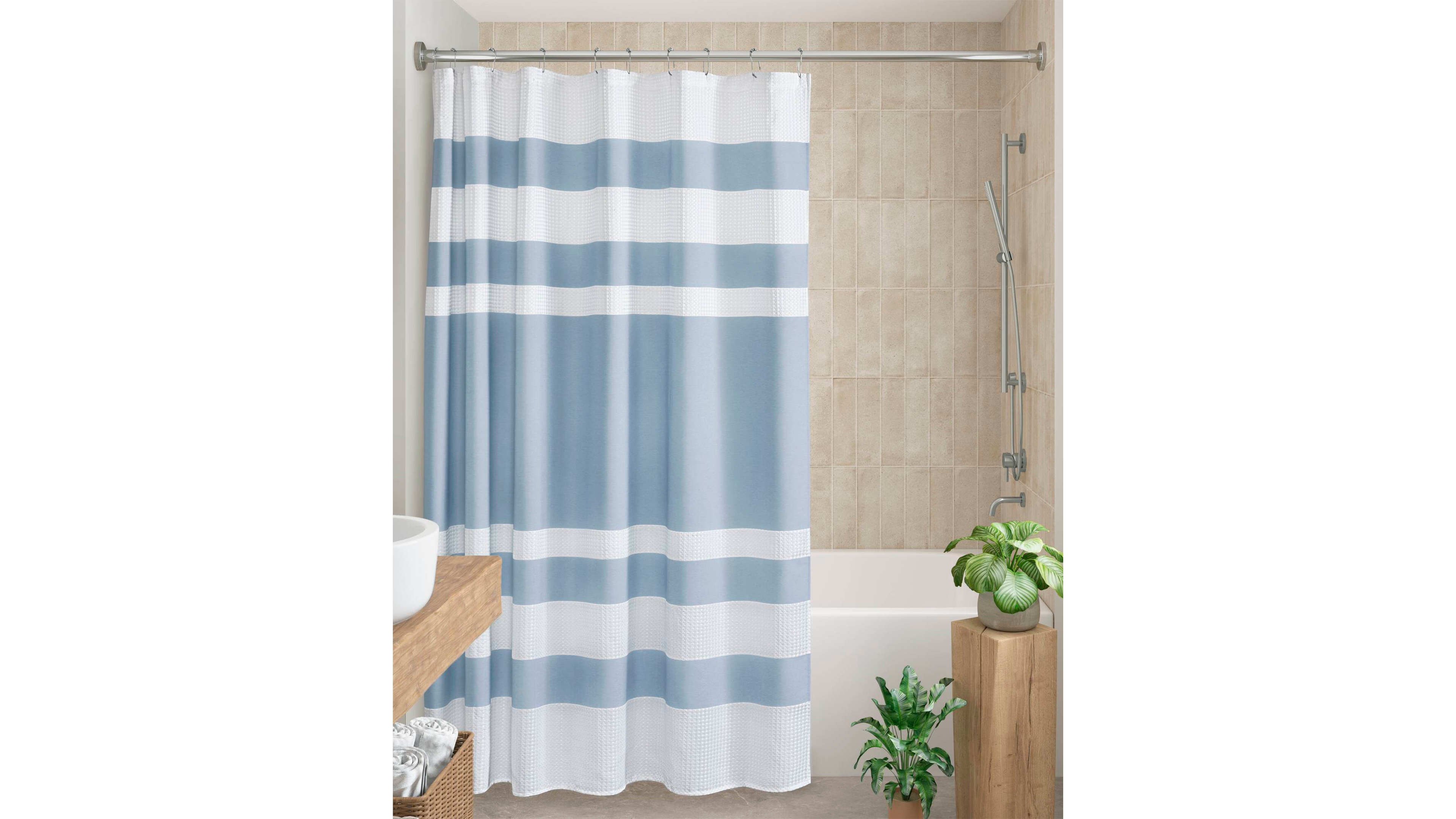 Madison Park Spa Waffle 3M-Scotchgard Shower Curtain, 108" x 72"