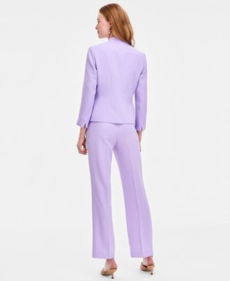 Women's Seamed Cardigan Jacket, Knot-Front Sleeveless Top & High Rise Straight-Leg Pants