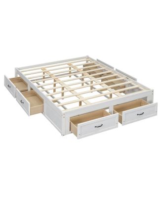 Queen Size Platform Bed with 6 Storage Drawers