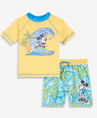 Toddler Boys' 2T-4T Short-Sleeve Rashguard & Mesh-Lined Swim Trunks, 2-Piece Set