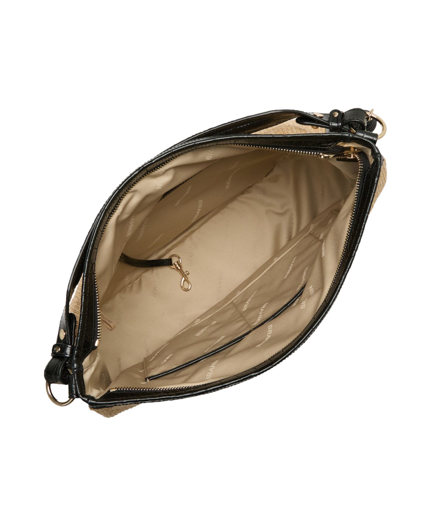 Женская сумка Brahmin Kathleen Folsom Medium Raffia Hobo Shoulder, цвет: Чёрный — фото 4