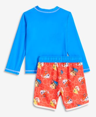 Toddler Boys' 2T-4T Long-Sleeve Rashguard & Mesh-Lined Swim Trunks, 2-Piece Set