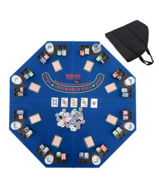 Foldable 8 Player Poker Table Top with Cup Holders and Chip Trays