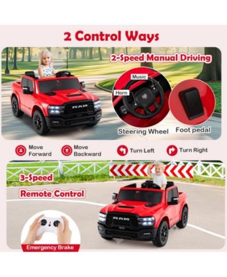 Two Seater Ride On Truck for Kids with Remote Control Storage Bed and Safety Belts