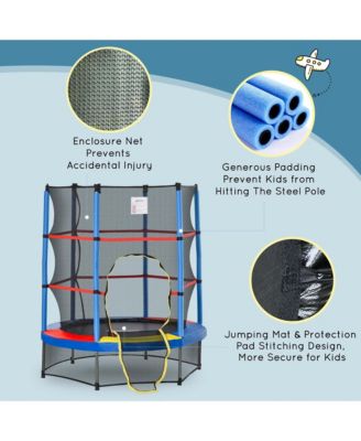 Kids Indoor Trampoline with Enclosure Springless Bungee Design for Ages Three to Six