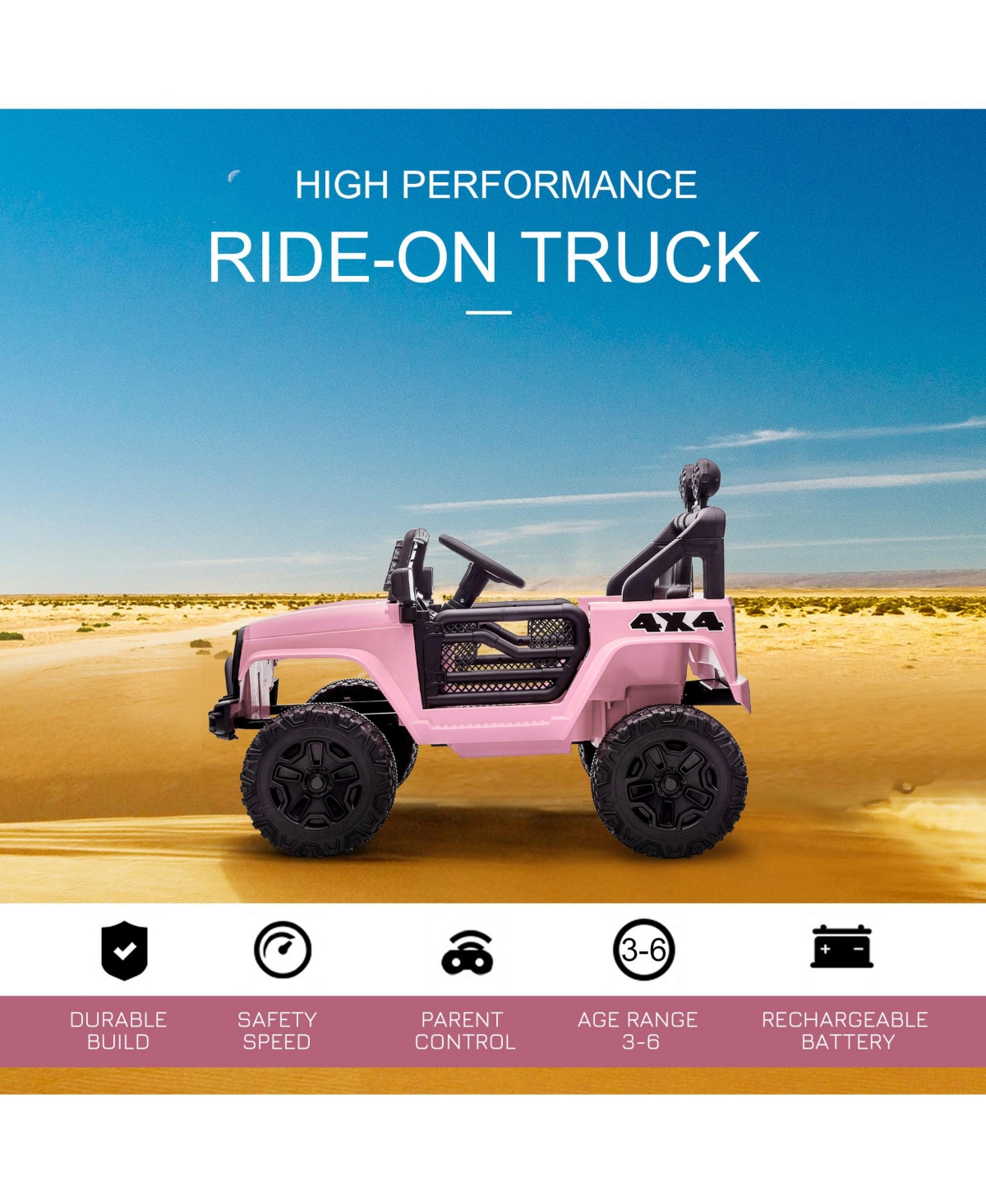 Hongge Kids Electric Ride On Car with Parent Remote Suspension and Lights for Ages 3 to 6