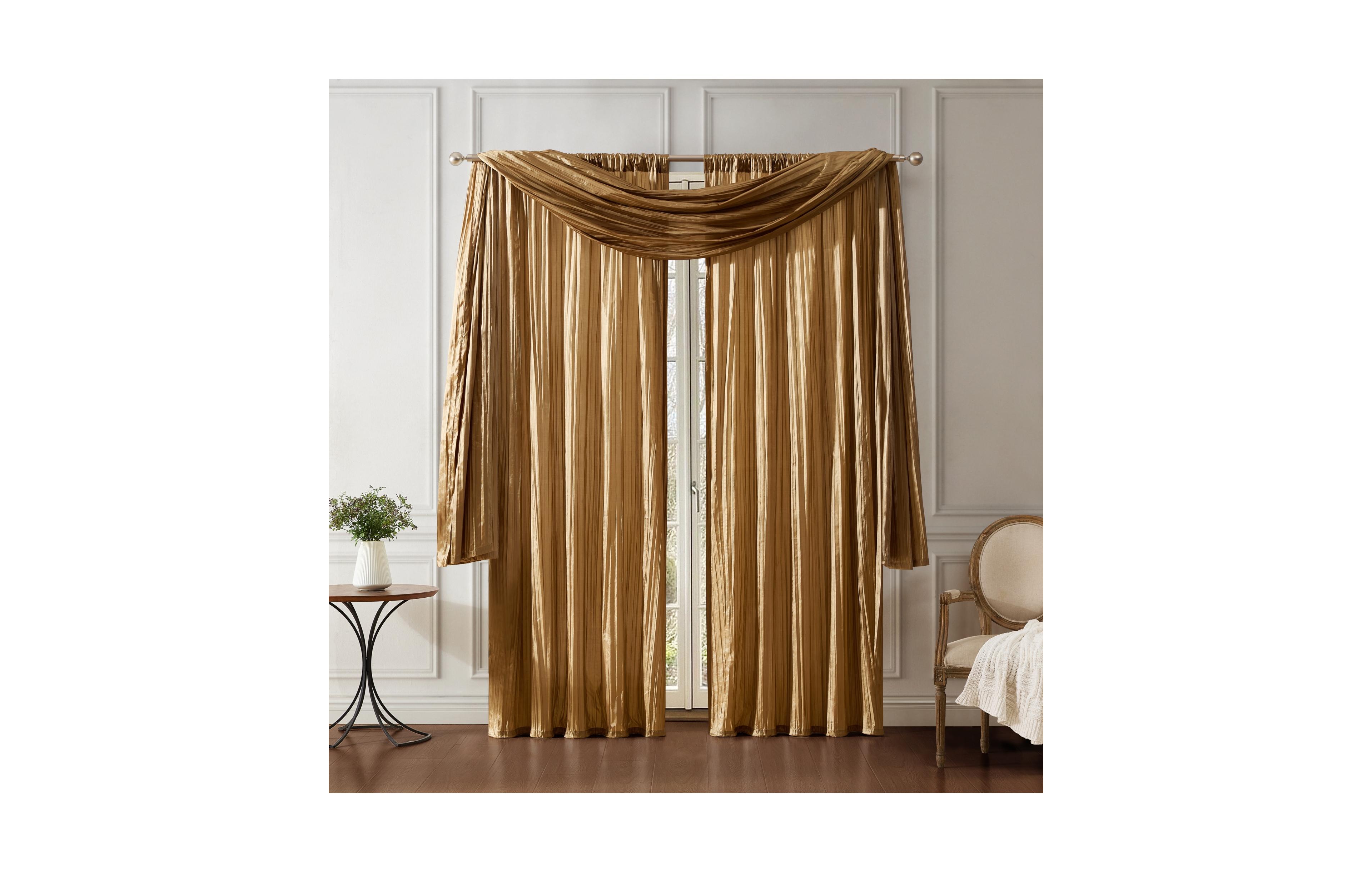 Elrene Home Fashions Athena Faux Silk Window Curtain and Scarf Set