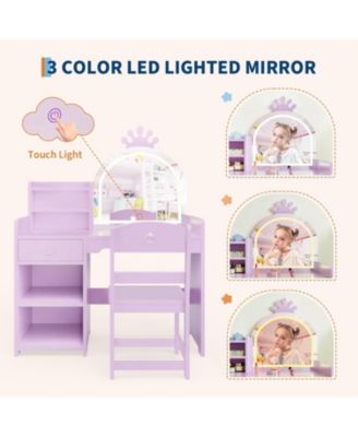 Kids Vanity Lighted Mirror for Bedrooms, Apartments, Easy to Assemble