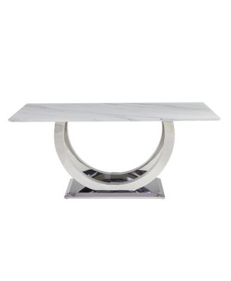 Streamdale 69" Rectangular Dining Table, Modern Simple, Marble & Stainless Steel, Seats 4-6