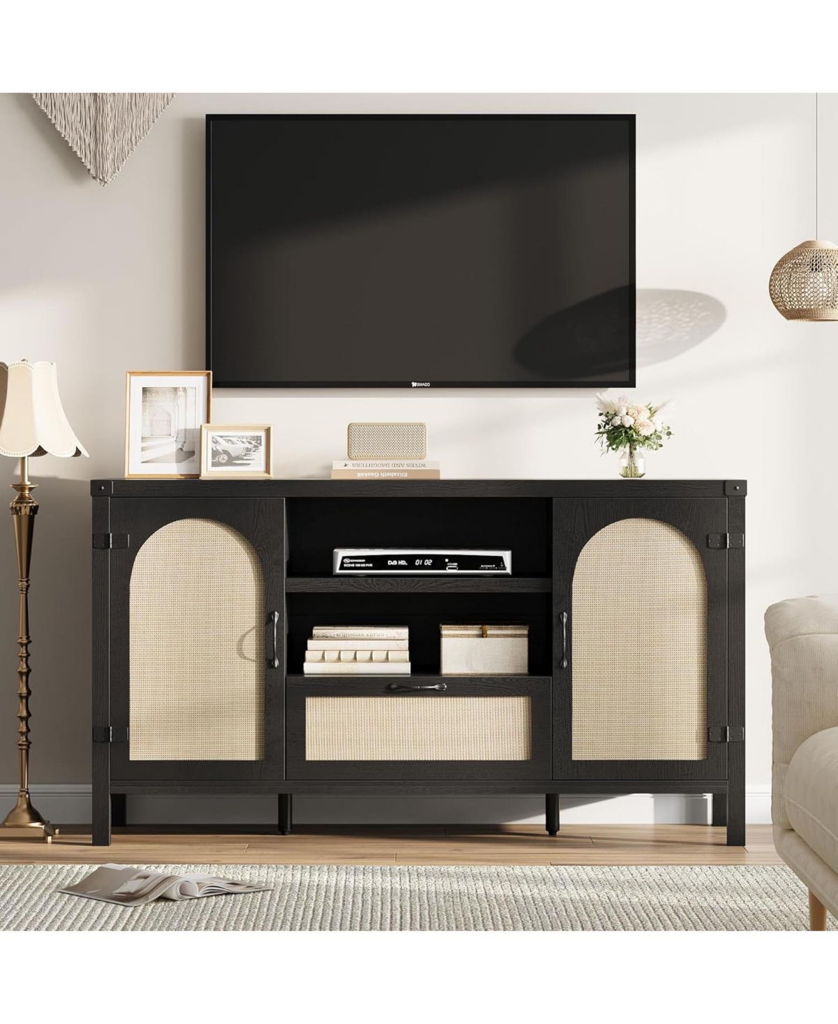 gaomon 59.1" Buffet Sideboard Cabinet with Storage, Farmhouse Wood Coffee Bar Doors and Drawers