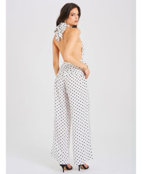 Женский комбинезон Miss Circle Oriana White Polka Dots Halter Jumpsuit, цвет: Белый