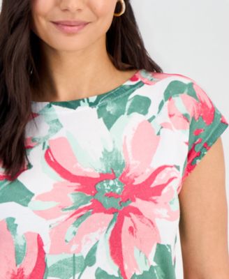 Petite Printed Dolman-Sleeve Sweater