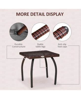 Rat Wicker Side Table for Outdoor Garden Balcony Backyard