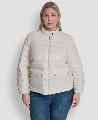 Plus Size Moto Collar Short Packable Coat