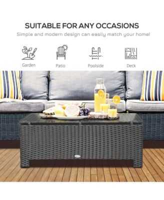 PE Rat Patio Table with Tempe Glass,