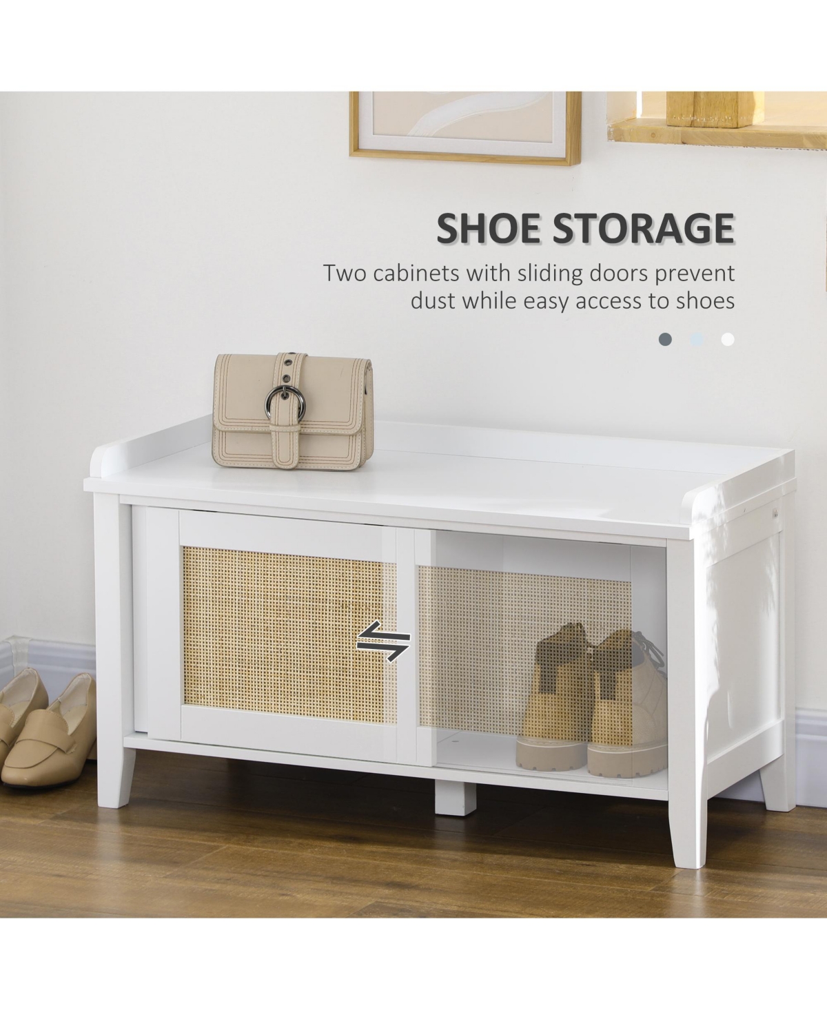 Homcom Shoe Bench with Storage and Pine Wood Legs,