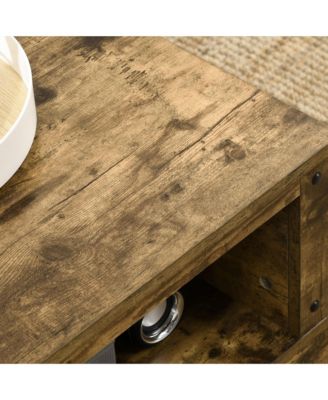 Vintage Rustic Table with Storage for Living Room,
