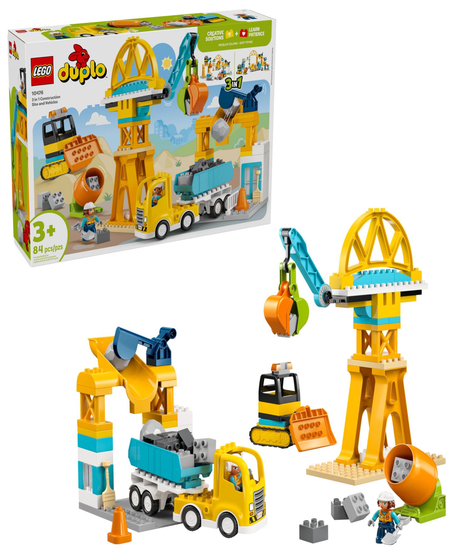 Детские конструкторы LEGO® Duplo Town 3 in 1 Construction Site and Vehicle Toy 10476, 84 Pieces — фото 1