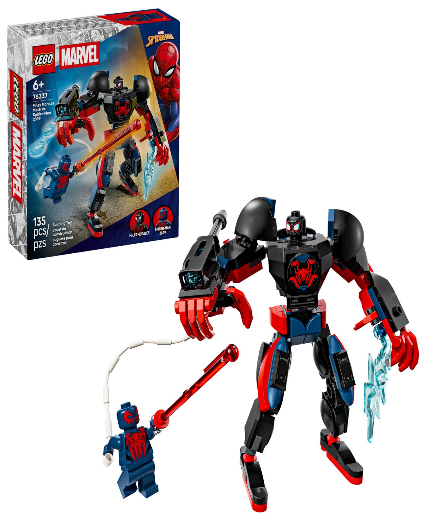 Детские конструкторы LEGO® Marvel Miles Morales Mech vs. Spider-Man 2099 Building Toy 76337, 135 Pieces — фото 1