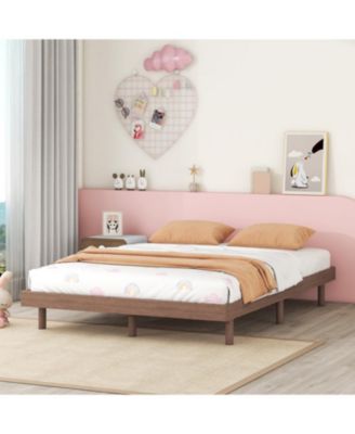 Full Size Wood Floating Platform Design Bed Frame