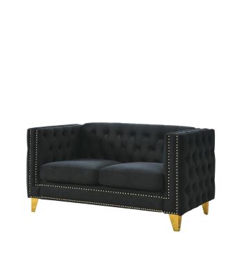 Streamdale Velvet Sofa with Tufted Square Arms and Metal Legs 2 Seater