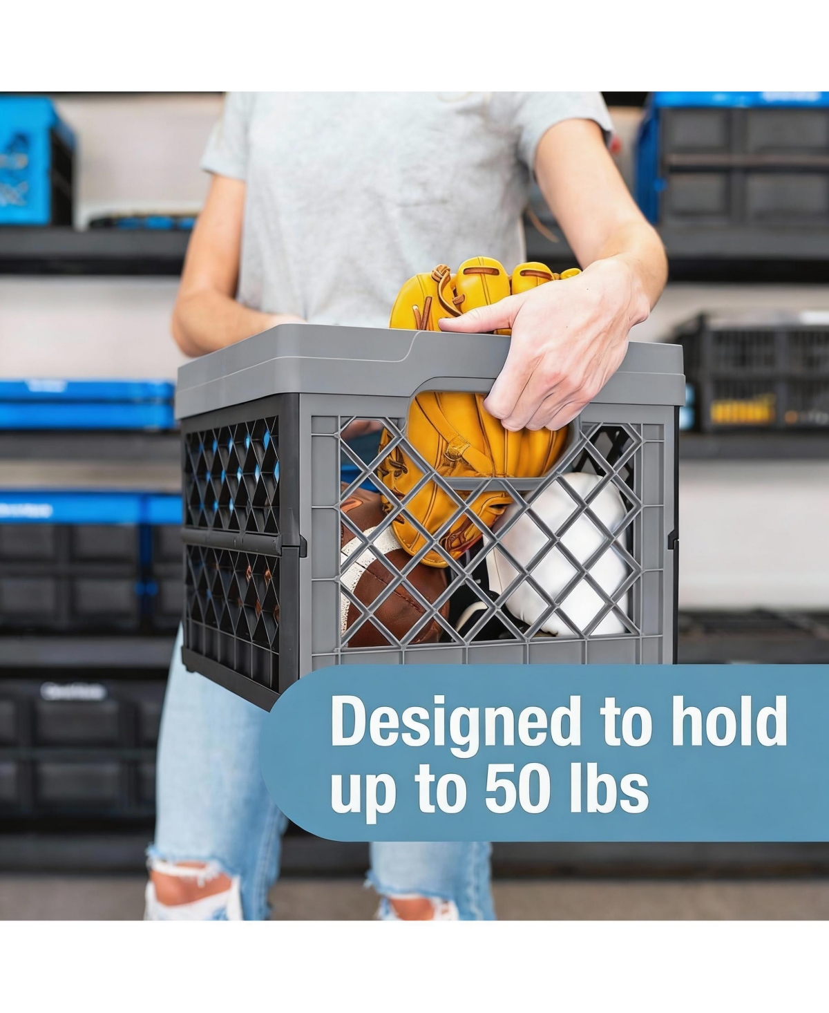 Yigii 25L Collapsible Storage Bins - Stackable, Durable, Lightweight