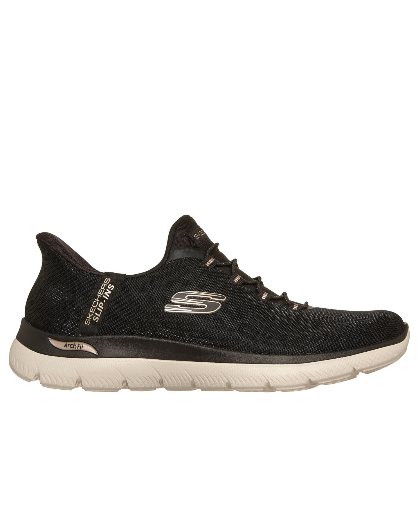 Женские кроссовки Skechers Slip-Ins: Arch Fit Summits - Luxe Leopard Casual, цвет: Чёрный / Золотой — фото 6