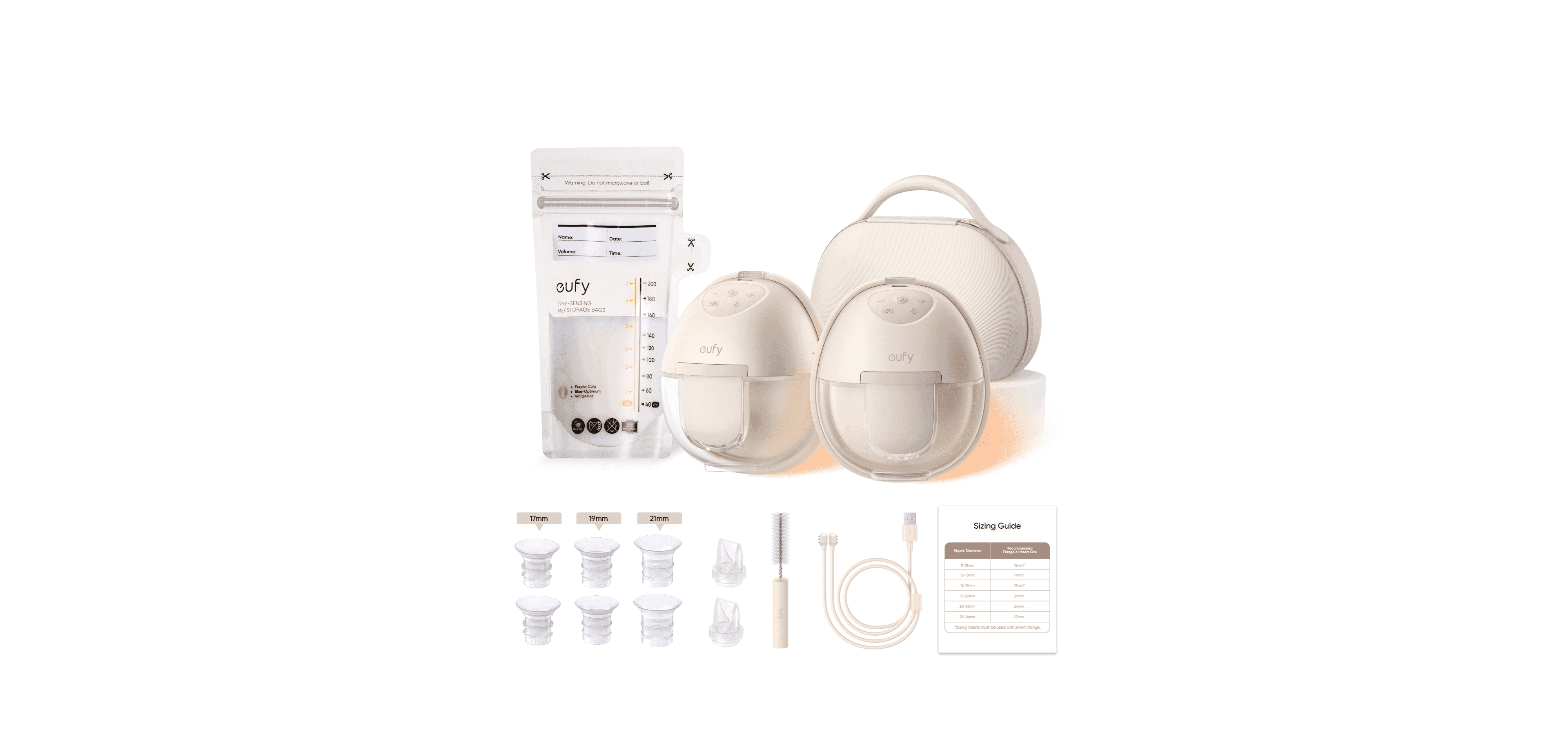 eufy Baby Heated Wearable Breast Pump S1 Pro with Milk Storage Bag (120 Pieces)