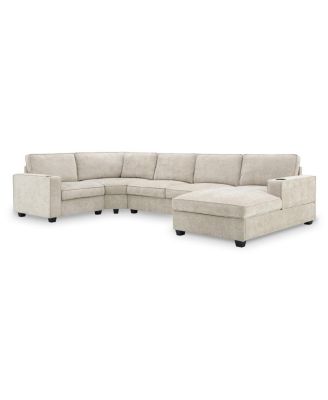 U-Shaped Sectional Sofa, 6 Seat Chenille Corner Couch with Cup Holders & Chaise