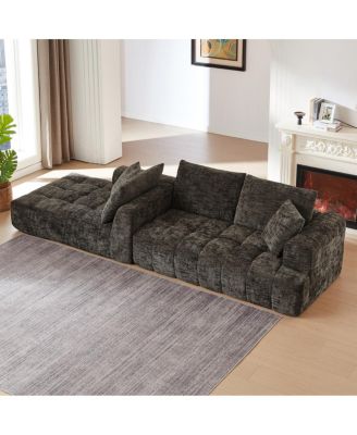 Chenille L-Shape Luxury Sectional Sofa, Minimalist Design, Comfy Sleeper Couch