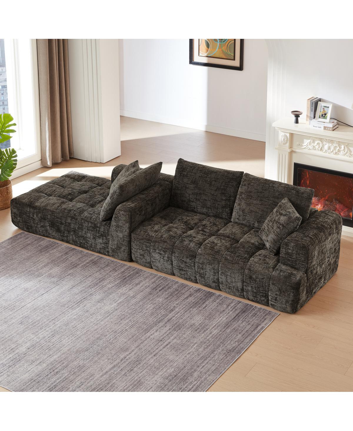 Streamdale Furniture Chenille L-Shape Luxury Sectional Sofa, Minimalist Design, Comfy Sleeper Couch