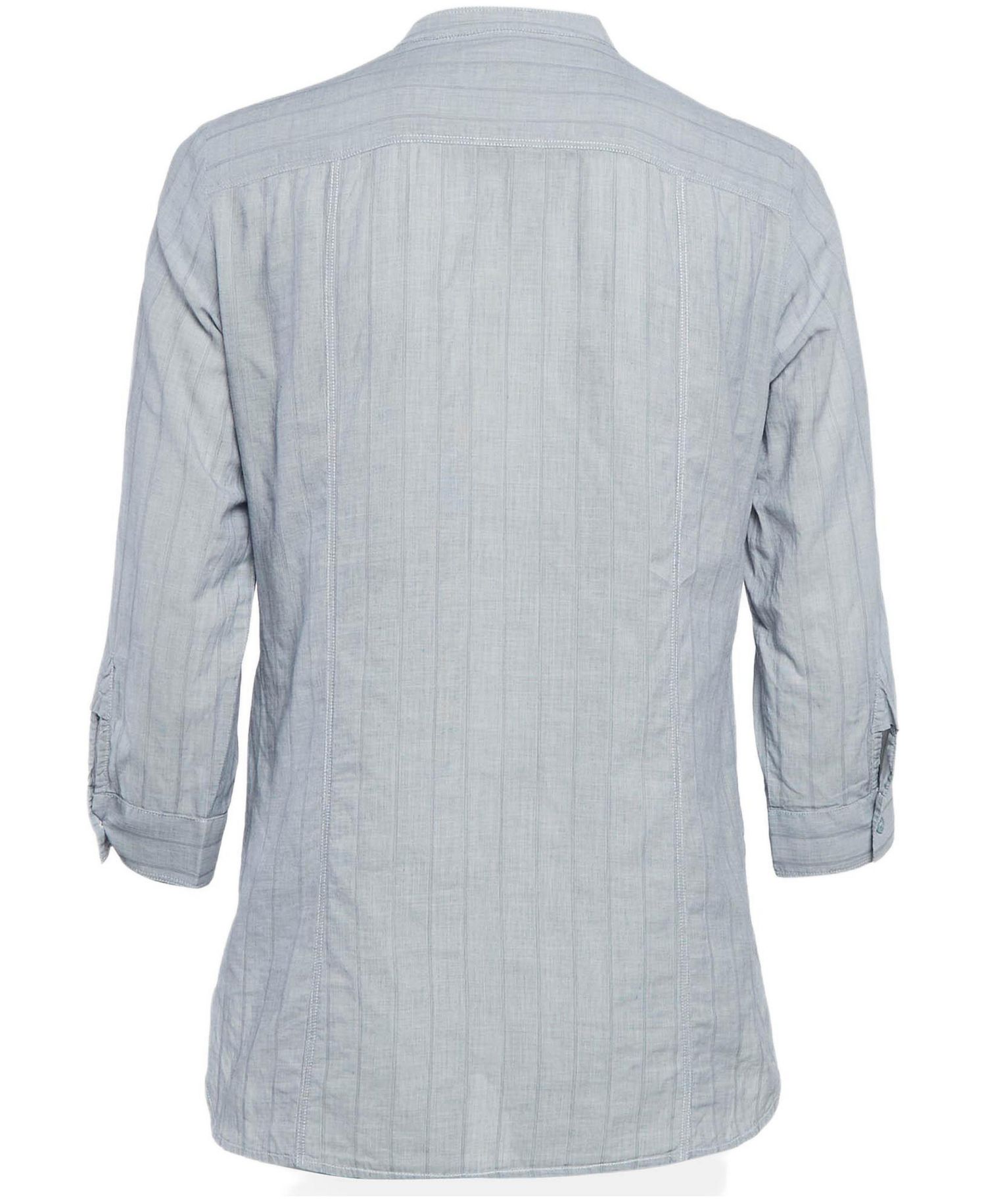 Women's Brit Grey Pinstripe Button Front Blouse