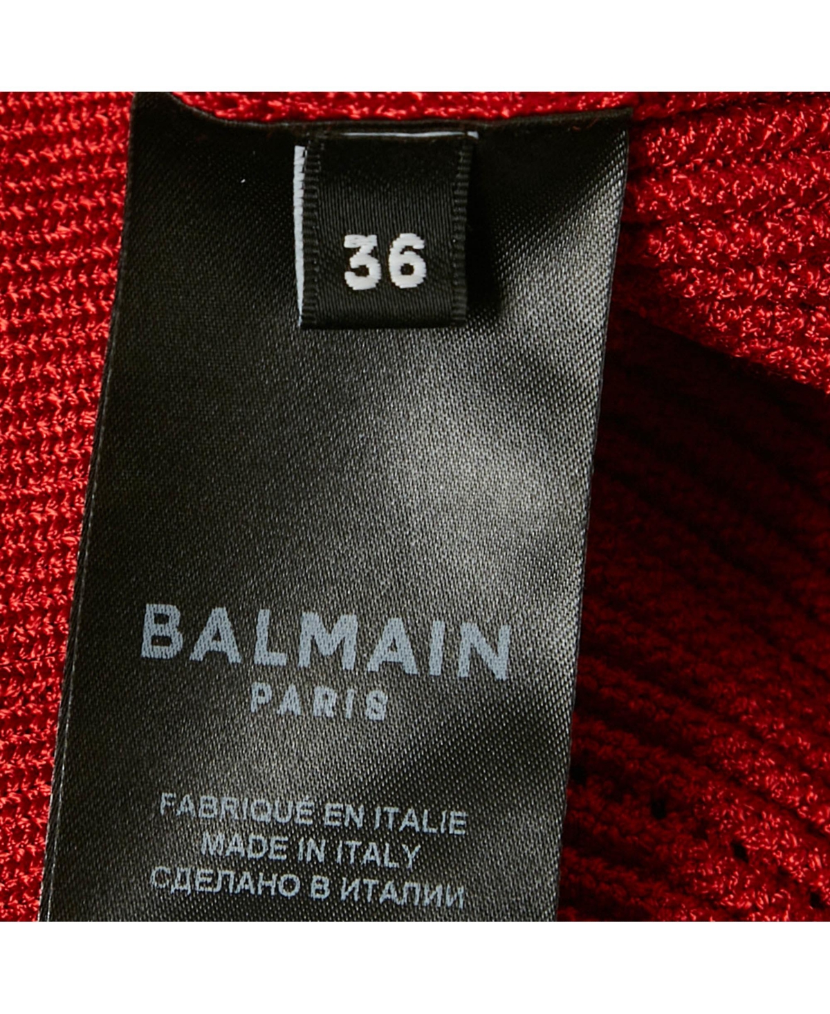 Pre-Owned Balmain Women's Red Pointelle Knit One-Shoulder Top