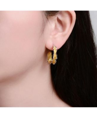 Timeless Wavy Hoop Statement Earrings in Two-Toned Gold Plated