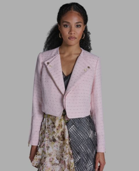 Женские куртки BCBG Women's Crewneck Textured Cropped Moto Jacket