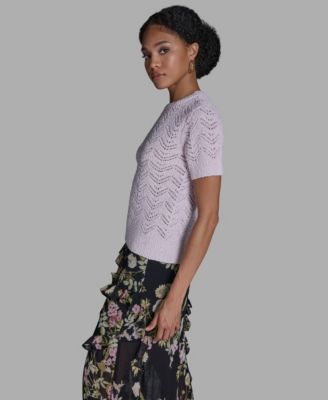 Women's Crewneck Oversized Zig Zag Sweater