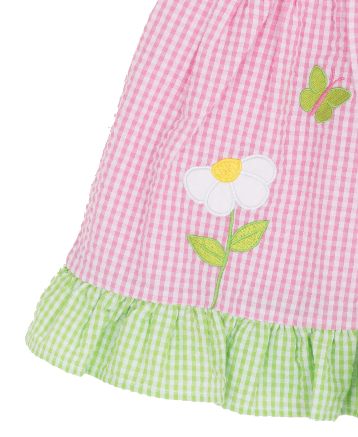 Комплект Rare Editions Pink Seersucker Daisy Applique Round Neck Dress and Panty, 2-Piece Set для девочек-малышей, цвет: Розовый / Зелёный — фото 5