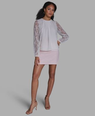 Women's Crewneck Long-Sleeve Lace Top