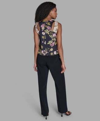 Women's V-Neck Sleeveless Mix Print Top