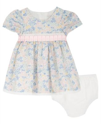 Baby Girls' 3D Flower Applique Round Neck Dress and Panty, 2-Piece Set