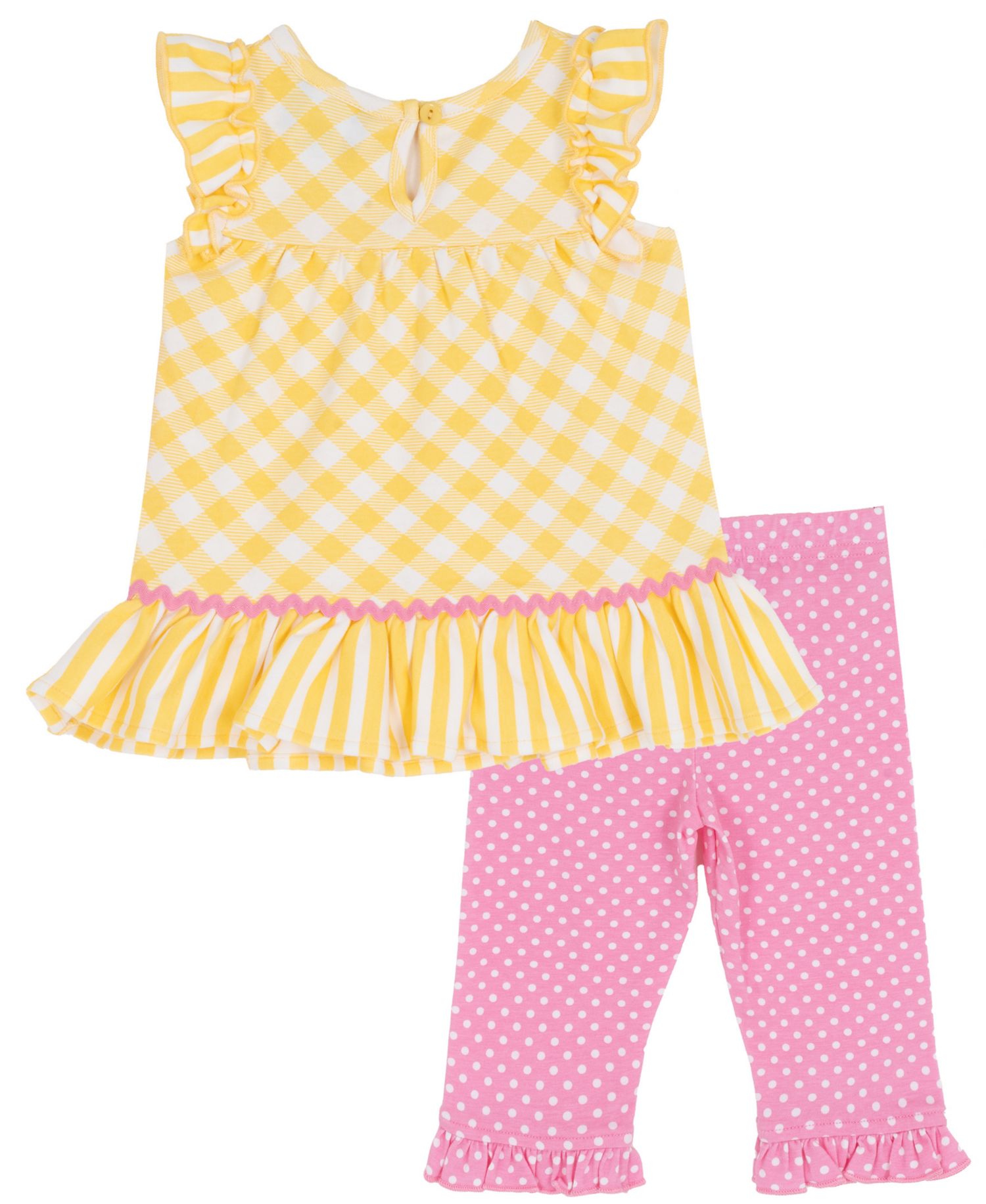 Baby Girls' Check Applique Round Neck Top and Leggings, 2-Piece Set