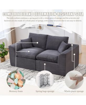Modular Sectional Sofa Cloud Couch, Comfy Modern 2-Seater with Removable Cushion Covers