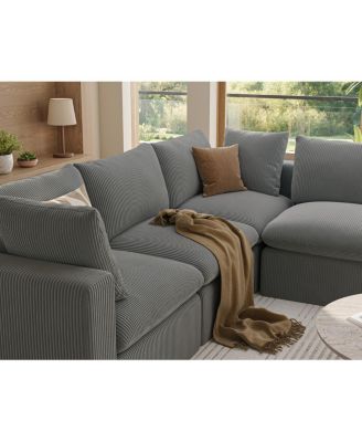 Modular Oversized Corduroy Sectional Sofa Couch with 2 Pillows
